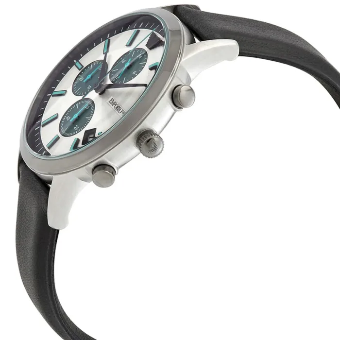 Emporio Armani Renato Chronograph Silver Dial Black Leather Strap Watch for Men - AR11473 - Image 13